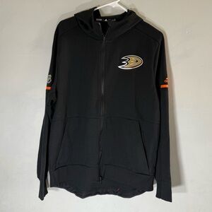 Adidas Anaheim Ducks Rare Limited Edition NHL Black Zip-Up Hoodie